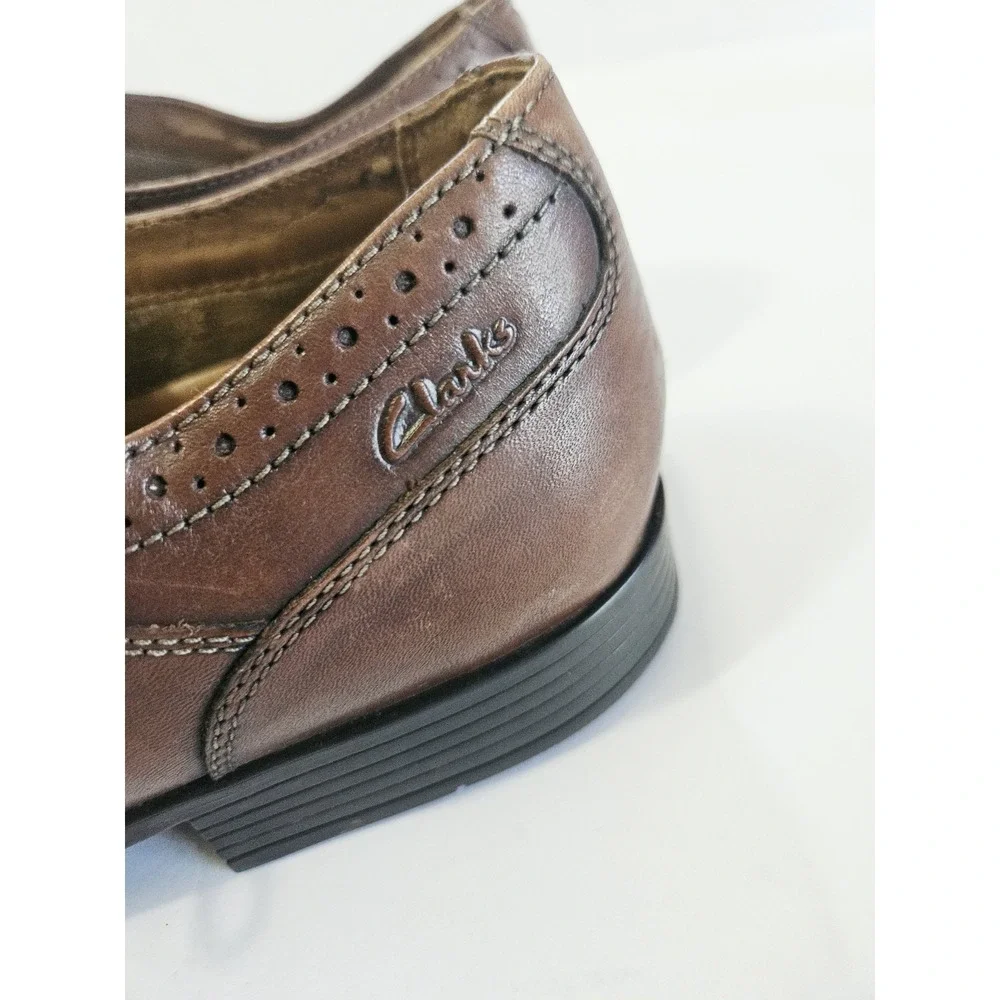 Clarks Kalden Edge Jetshots Brown Leather Shoes Men's Size 13 M